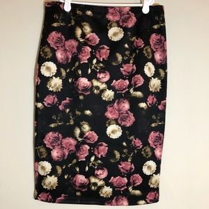 Black floral skirt